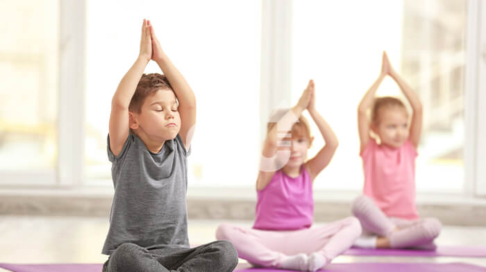 Yoga for Kids, Kids Yoga Mat Grey & Yoga Pose e-Book